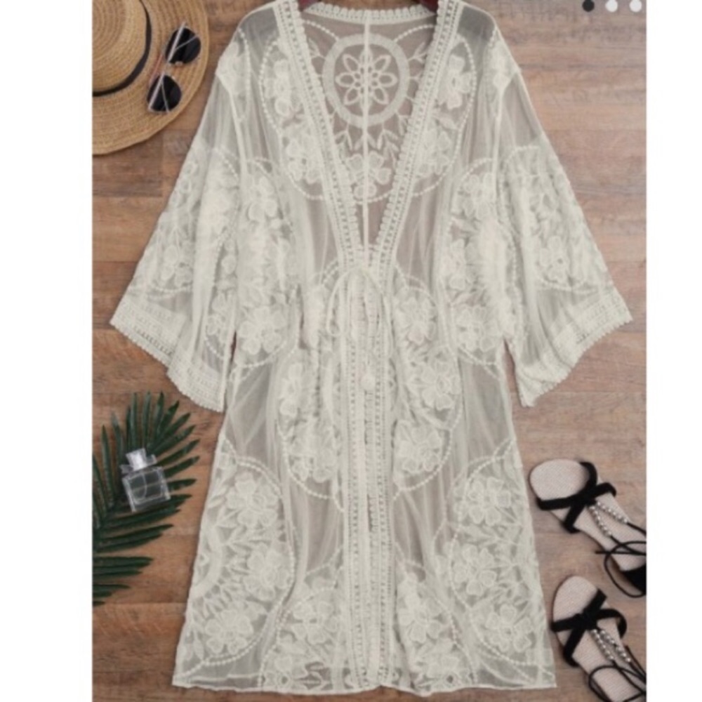 Lace tie front cover up.